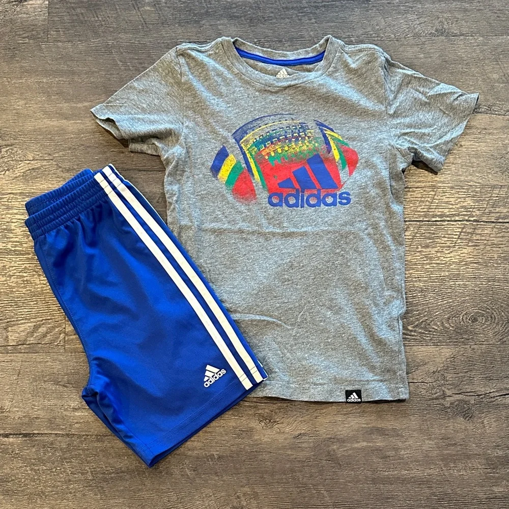Adidas Little Boy size 7 Football Two-Piece Athletic Tee and Short Set